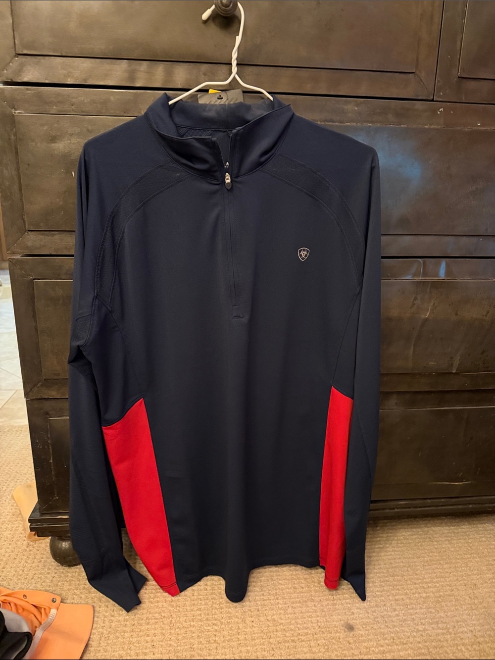 Ariat Navy Performance Quarter-Zip with Red Panels